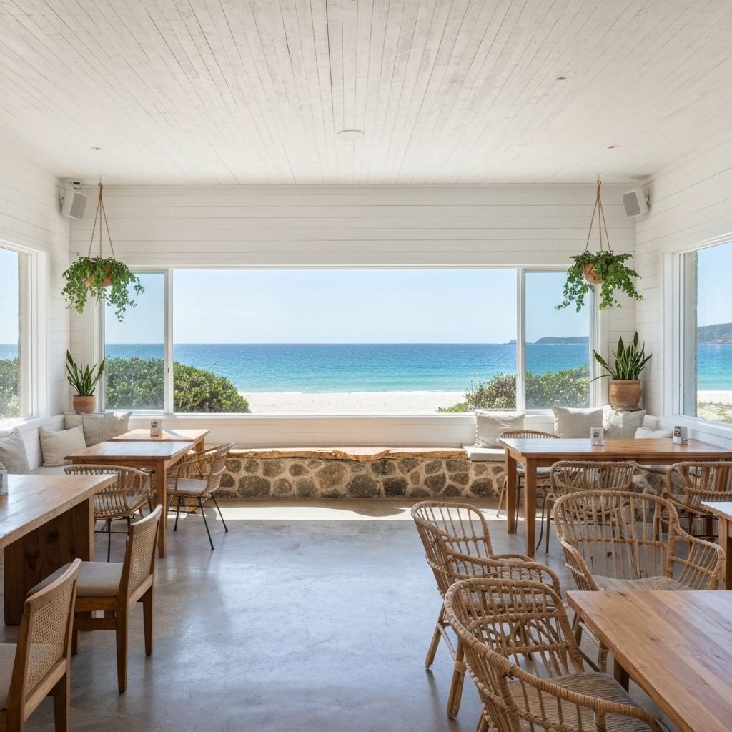 ILKA Beach Cafe modern coastal interior